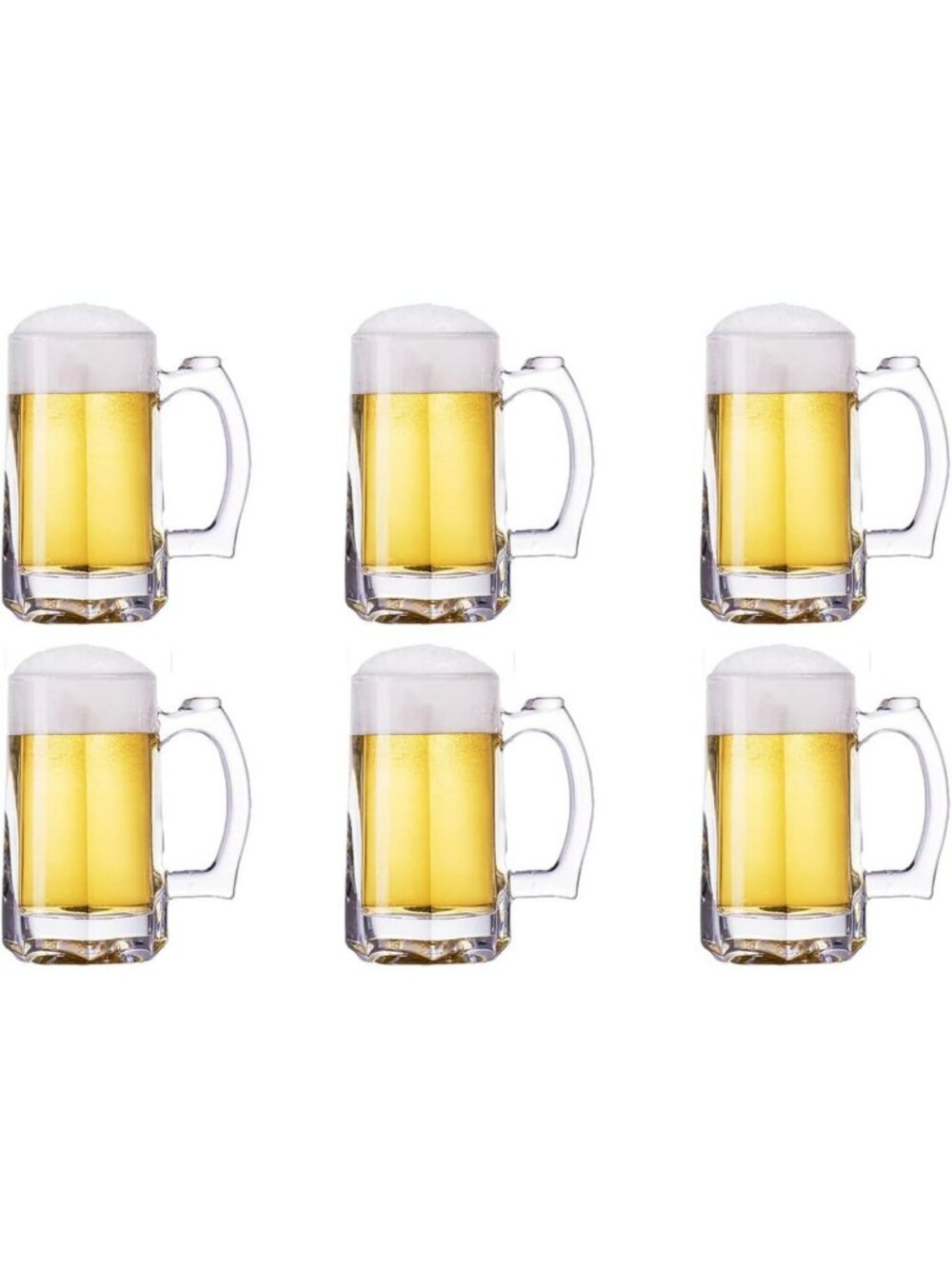 Set of 6 Heavy Glass Beer Mugs, 12.5oz Freezer-Friendly Stein for Drinks